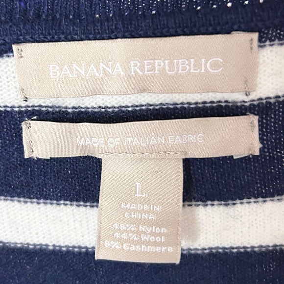 BANANA REPUBLIC Cashmere Breton Stripe Sweater Dress Old Money Parisian Size L - Picture 2 of 13